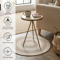 Reversible Round Rug Handwoven Natural Fiber Carpet Braided Area Rug | Neutral Boho Rug for Living Room, Bedroom, Nursery | Washable Area Rug Two Tone