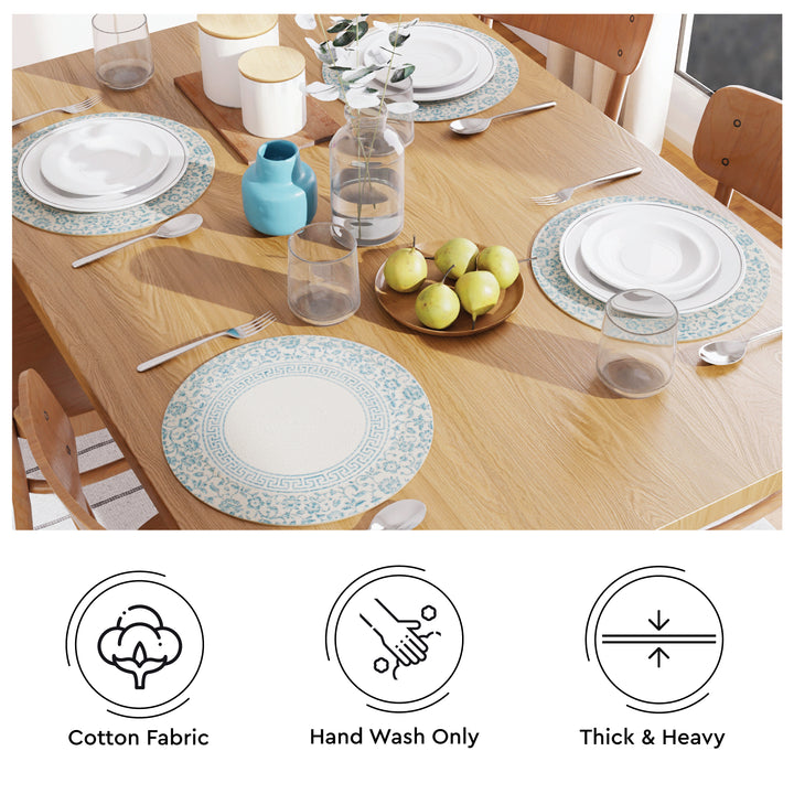 Cotton Printed Light Blue Placemat (Pack of 2)