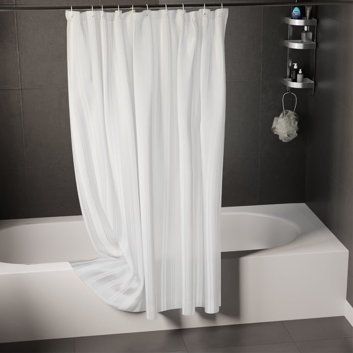 Polyester Stripe White Shower Curtain (Pack of 1)