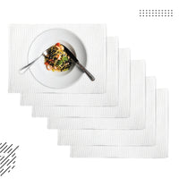 Ribbed Cotton White Placemat (Pack of 6)
