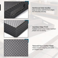 Leather Grey Leather Serving Tray Combo