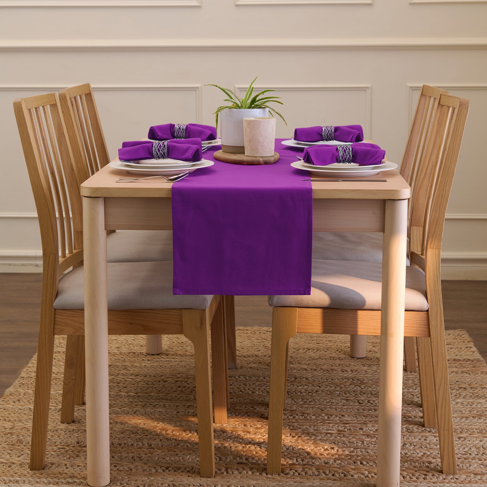 Cotton Purple Table Runner (Pack of 1)