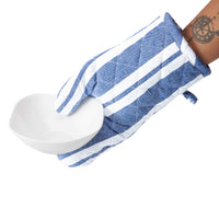 Cotton Franca Blue Stripes Oven Gloves (Pack of 2)