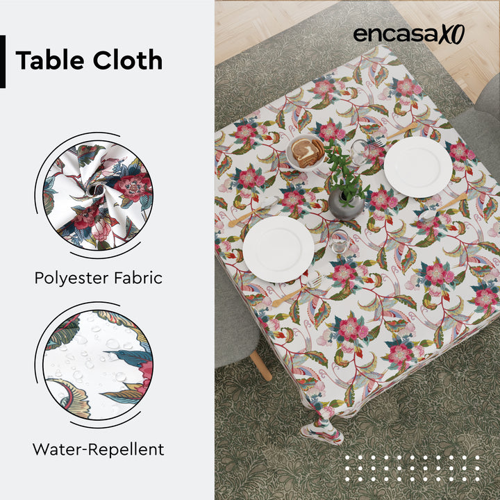 Polyester Chintz Red Table Cloth (Pack of 1)