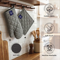 Cotton Grey Oven Glove & Pot Holder