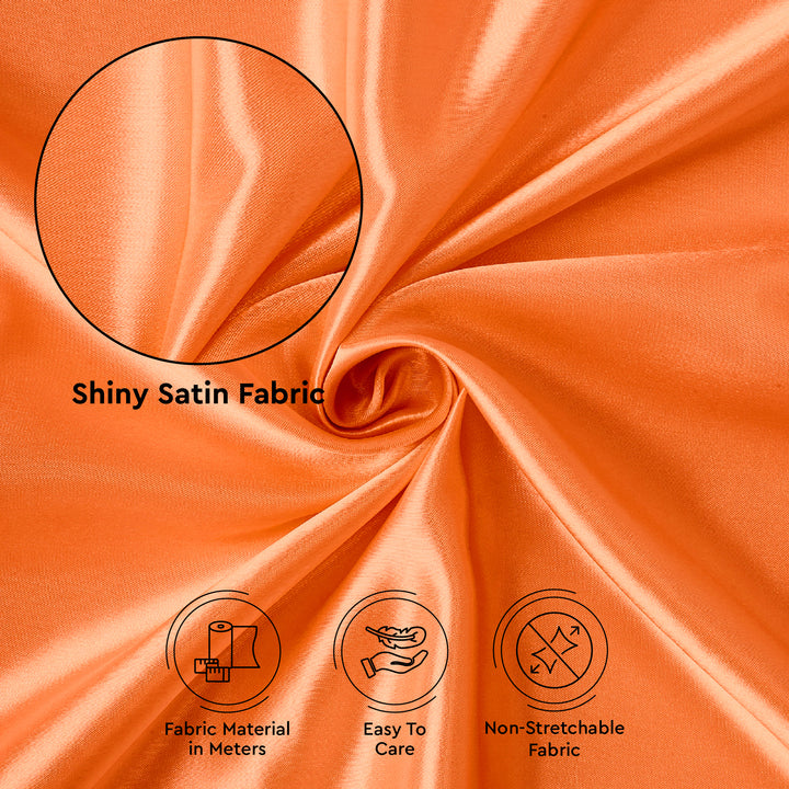 Satin Polyester Silk Orange Fabric