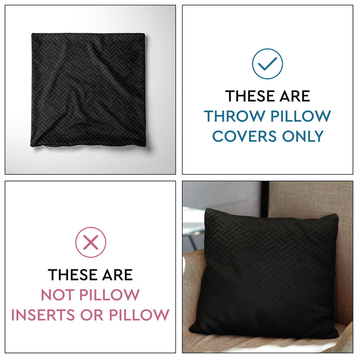 Quilted Velvet Black Cushion Cover (Pack of 2)