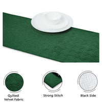 Quilted Velvet Forest Green Table Runner