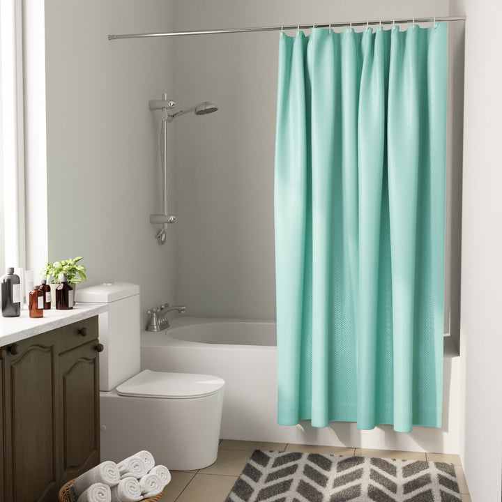 Polyester ZZ Teal Shower Curtain (Pack of 1)