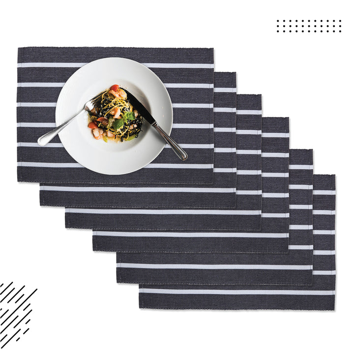 Cotton Roma Grey Stripes Placemat (Pack of 6)