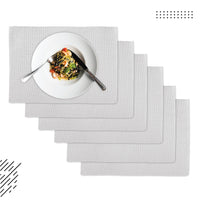 Ribbed Cotton Light Grey Placemat (Pack of 6)