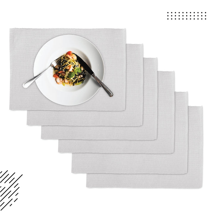 Ribbed Cotton Light Grey Placemat (Pack of 6)