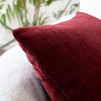 Chenille Solid Maroon Cushion Cover (Pack of 1)