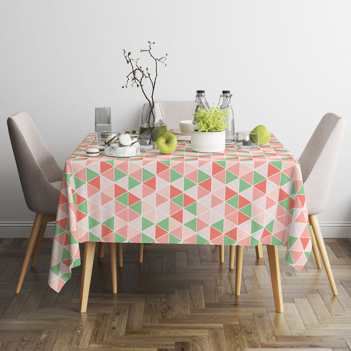 Polyester Big Triangles Tomato Table Cloth (Pack of 1)