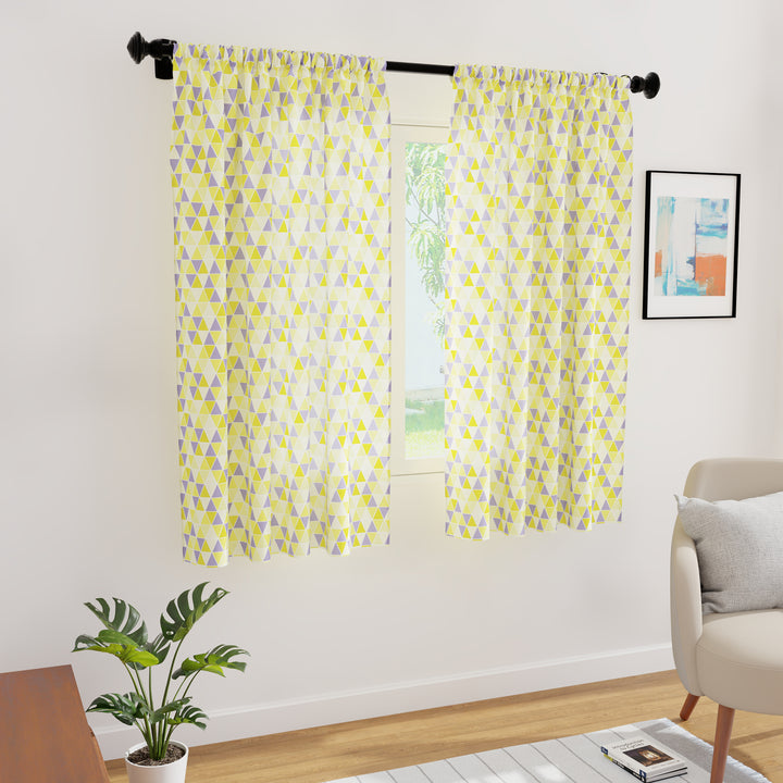 Polyester Triangles Lime Curtain (Pack of 2)