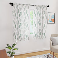 Polyester Palm Green Curtain (Pack of 2)
