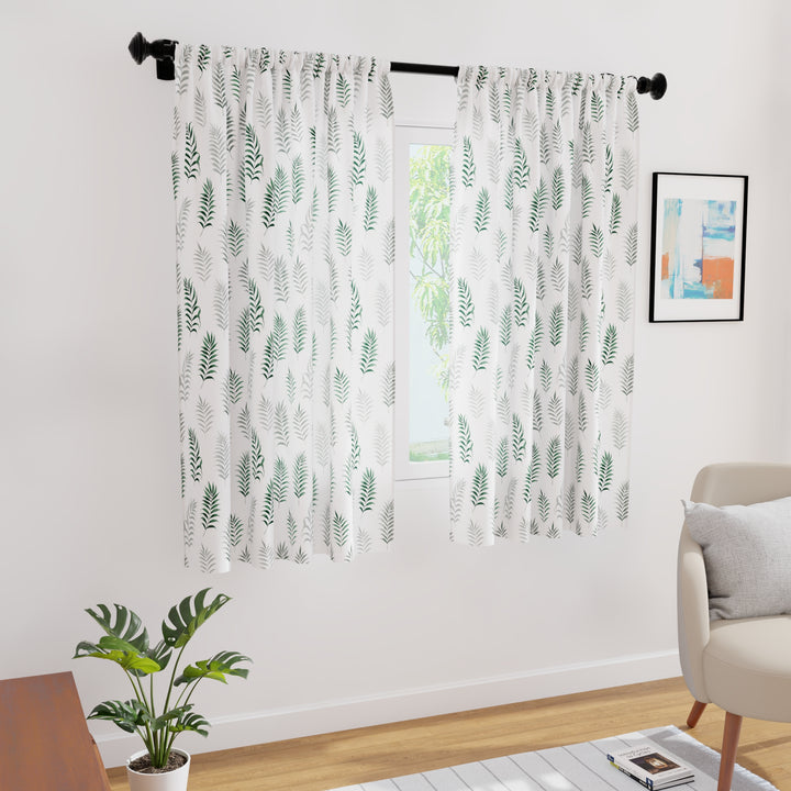 Polyester Palm Green Curtain (Pack of 2)
