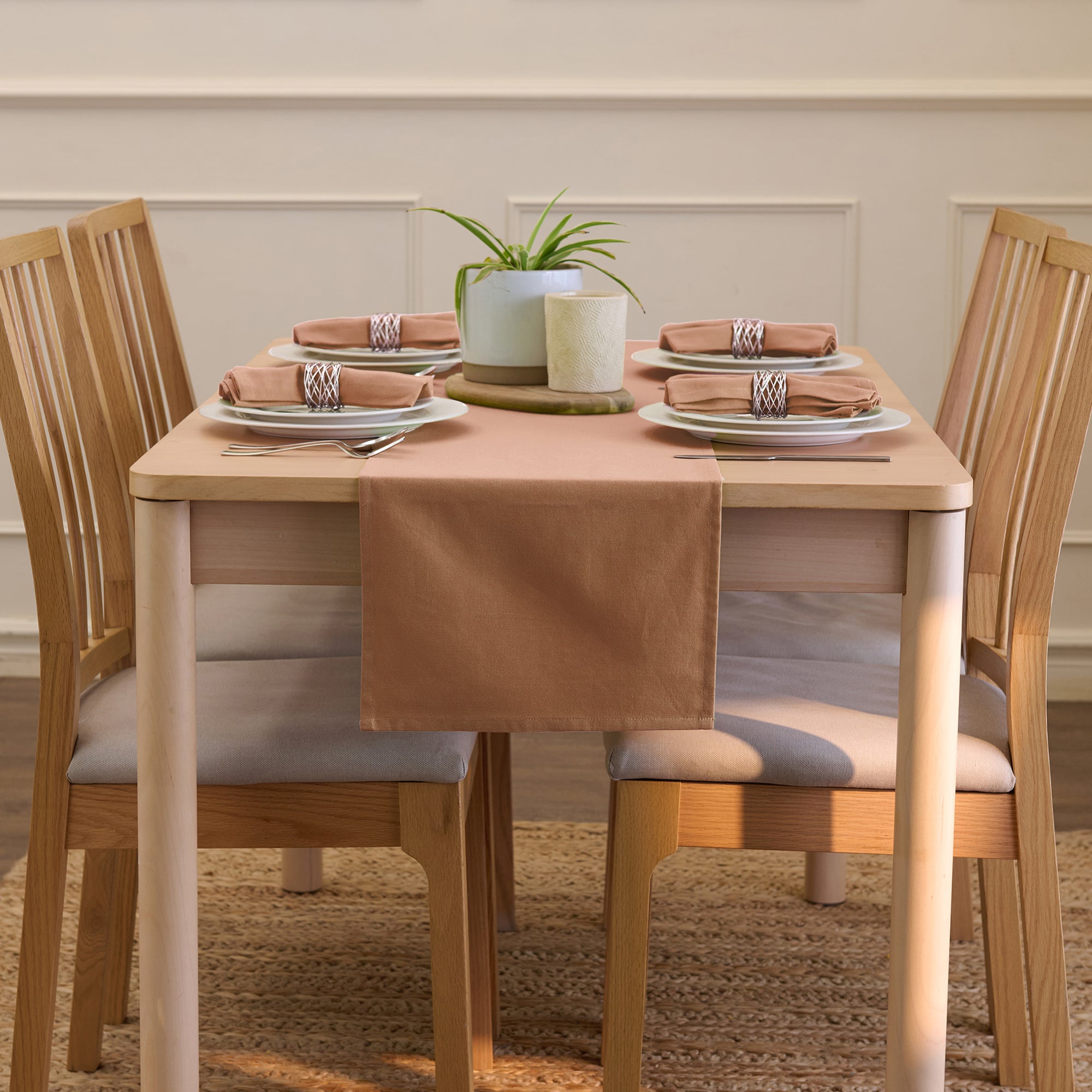 Cotton Tan Table Runner (Pack of 1)