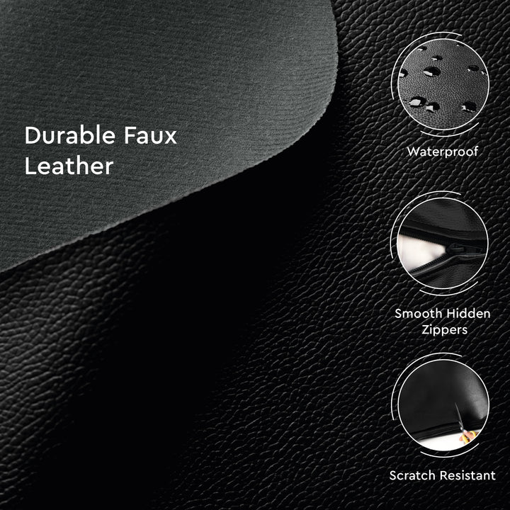 PVC Leather Black Cushion Cover (Pack of 2)