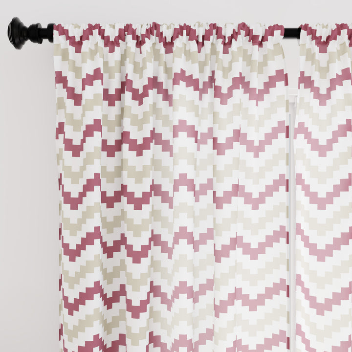 Polyester Chevron Brown Curtain (Pack of 2)