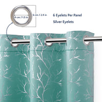 Blackout Polyester Twigs Teal Curtain (Pack of 2)