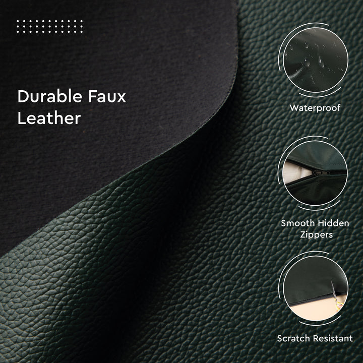 PVC Leather Green Cushion Cover (Pack of 1)