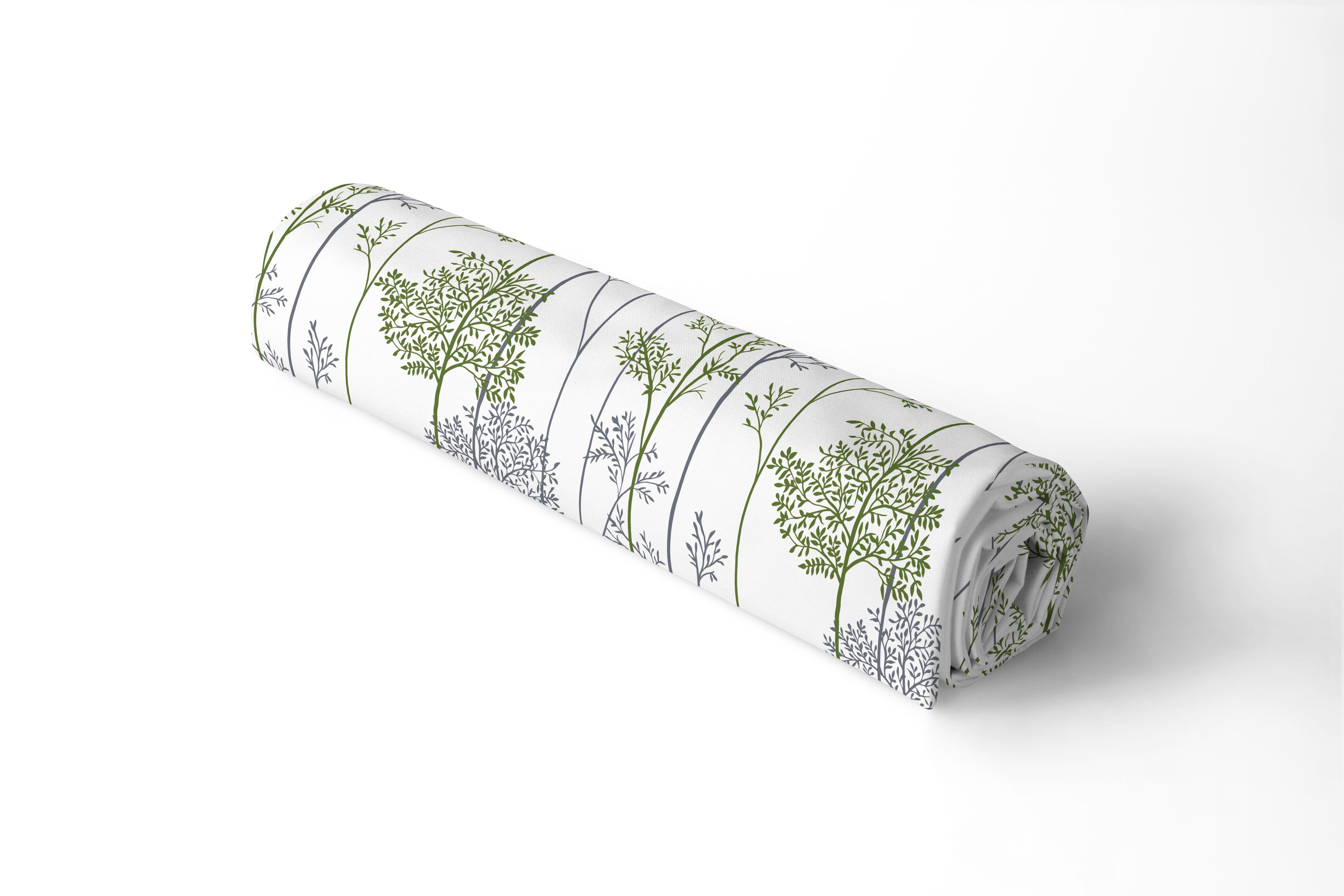 Polyester Printed Green Branches Fabric (Pack of 1)