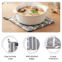 Cotton Roma Grey Stripes Oven Glove & Pot Holder