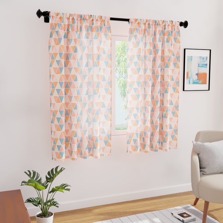 Micro Big Triangles Apricot Curtain (Pack of 2)