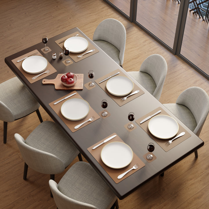 2 Sided Leather Taupe Placemat + Coaster