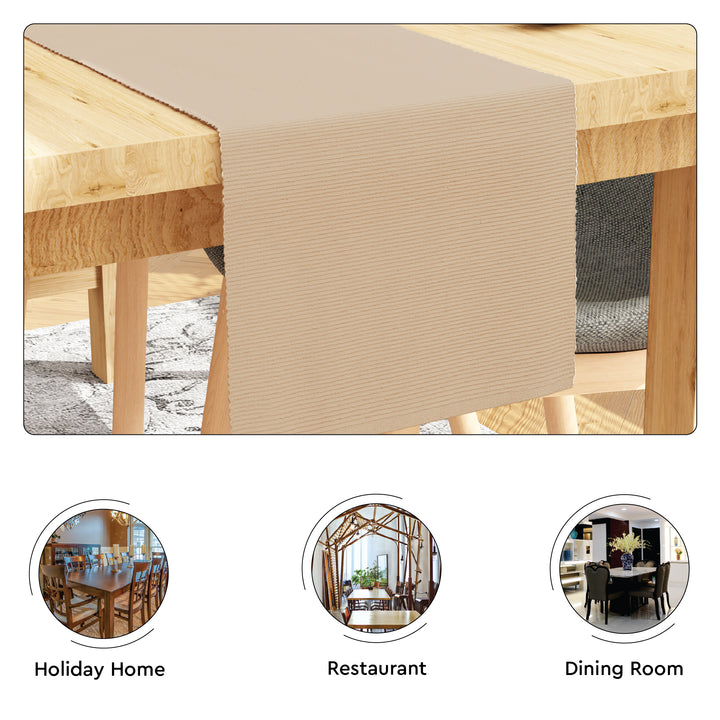 Cotton Solid Beige Table Runner (Pack of 1)