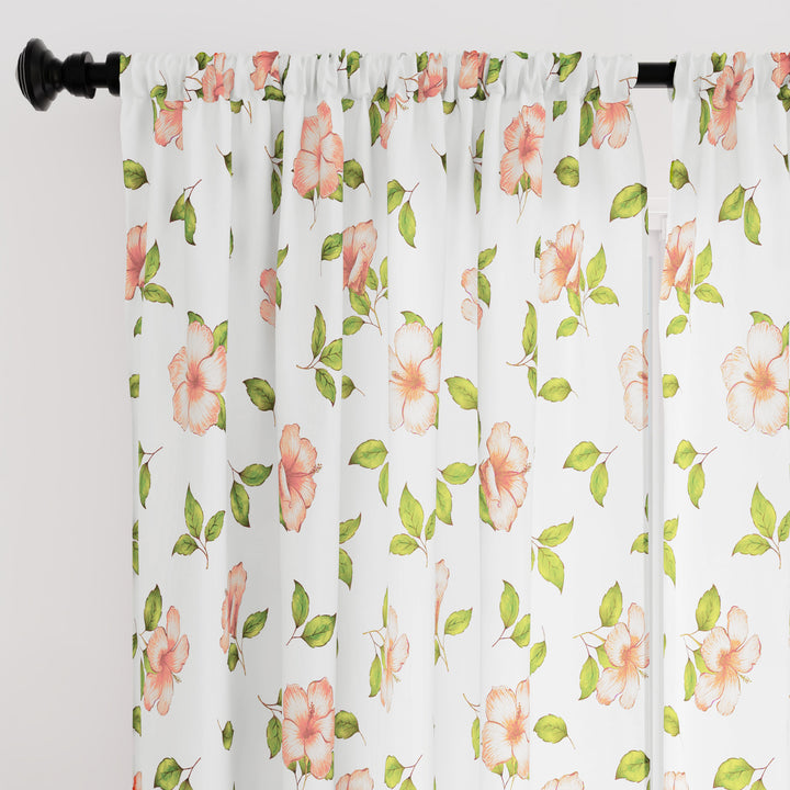 Polyester Hibiscus 2 Curtain (Pack of 2)