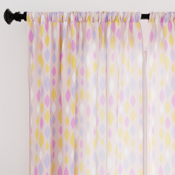 Polyester Teardrops Pink Curtain (Pack of 2)