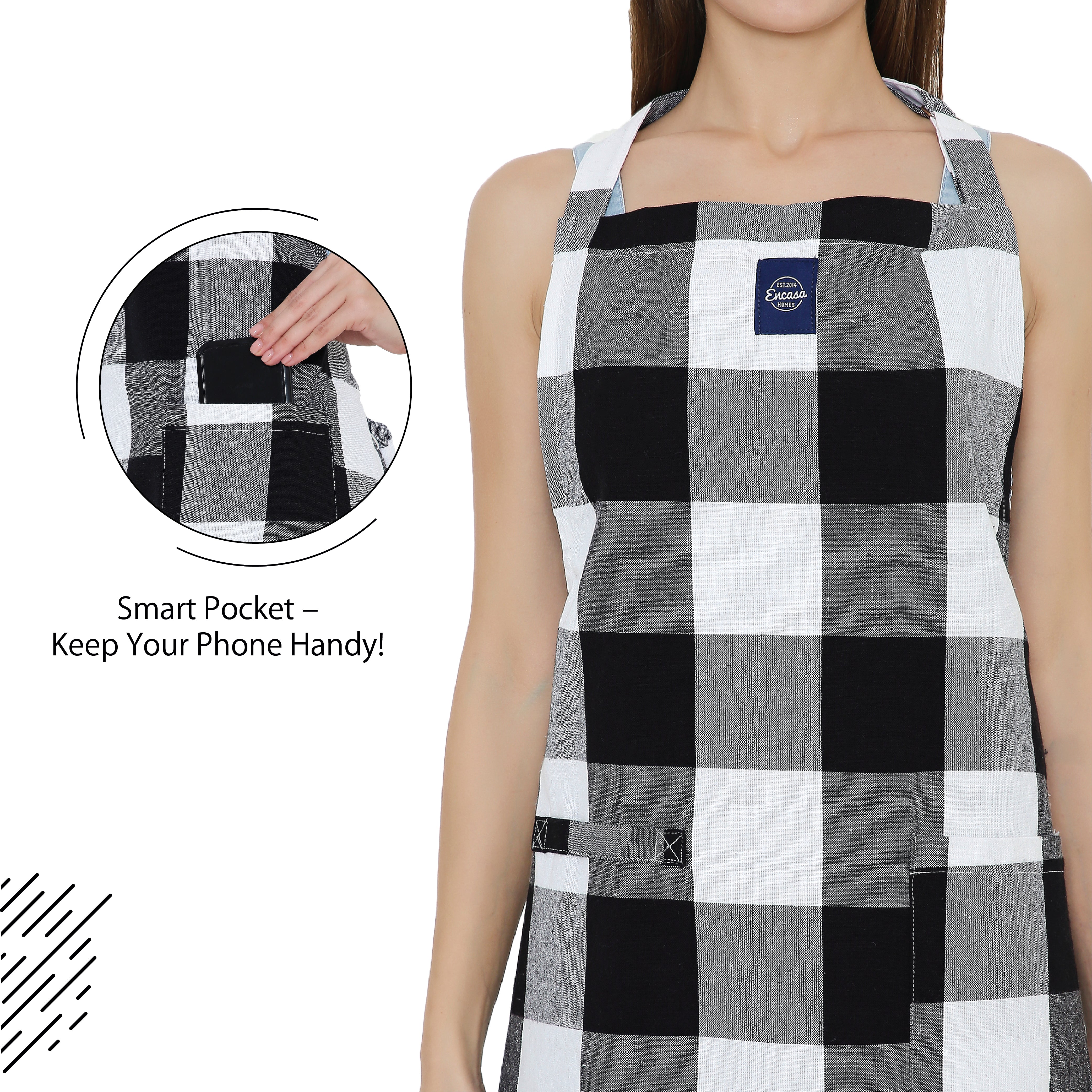 Cotton Buffalo Black Checks Apron (Pack of 1)