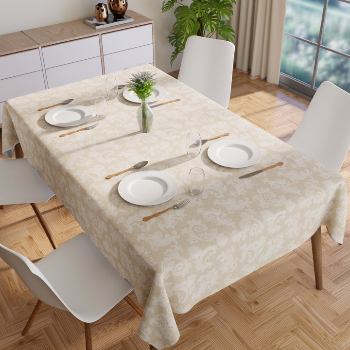 Cotton chambray Beige Table Cloth (Pack of 1)
