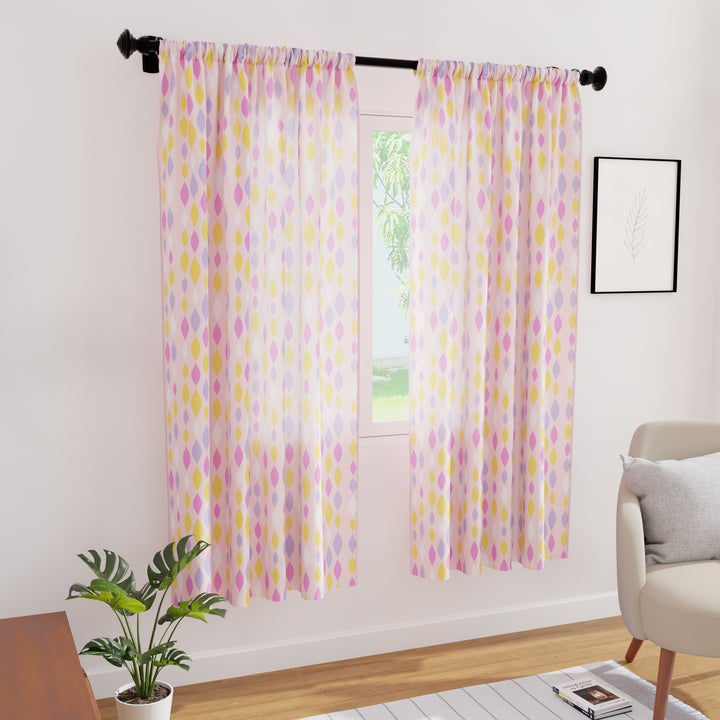 Polyester Teardrops Pink Curtain (Pack of 2)