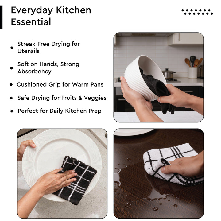 Cotton Terry Black Dish Towel (Pack of 6)