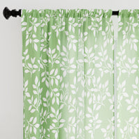 Polyester Reverse Leaf Green Curtain (Pack of 2)