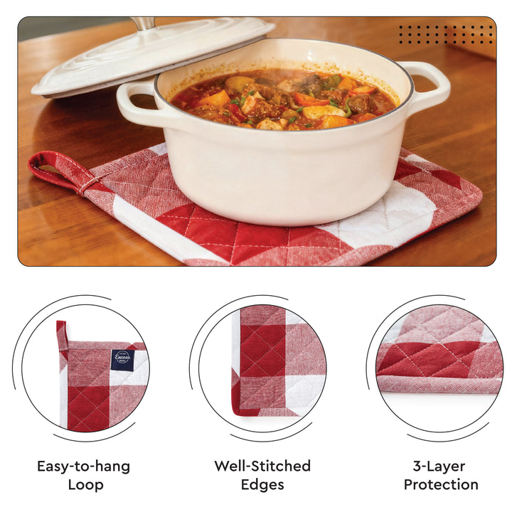 Cotton Buffalo Red Checks Oven Glove & Pot Holder