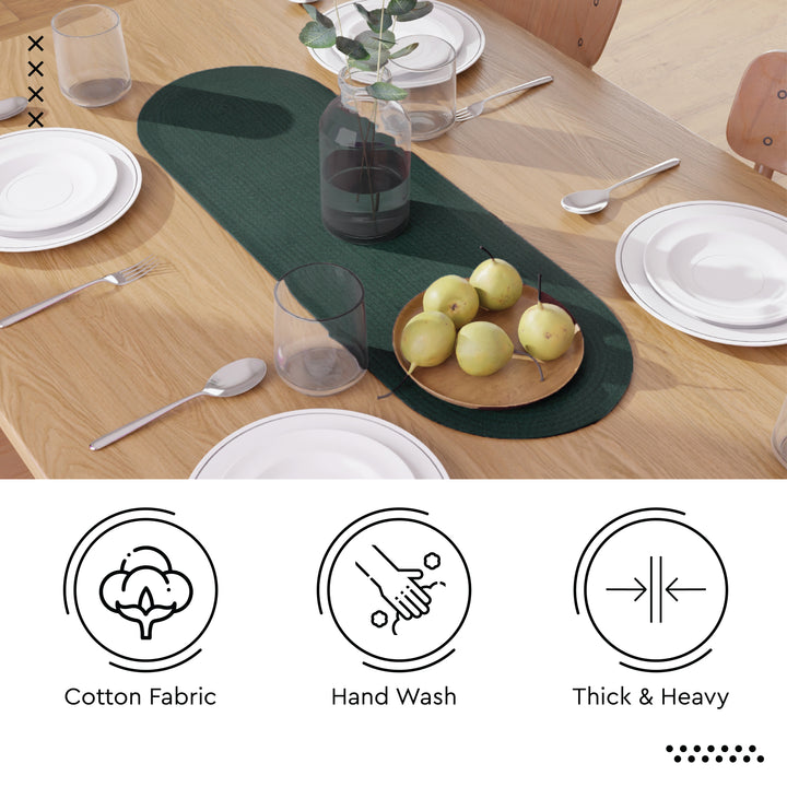 Cotton Dark Green Table Runner (Pack of 1)