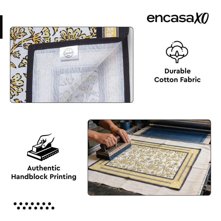 Cotton Canvas Yellow-02 Placemat + Table Napkins