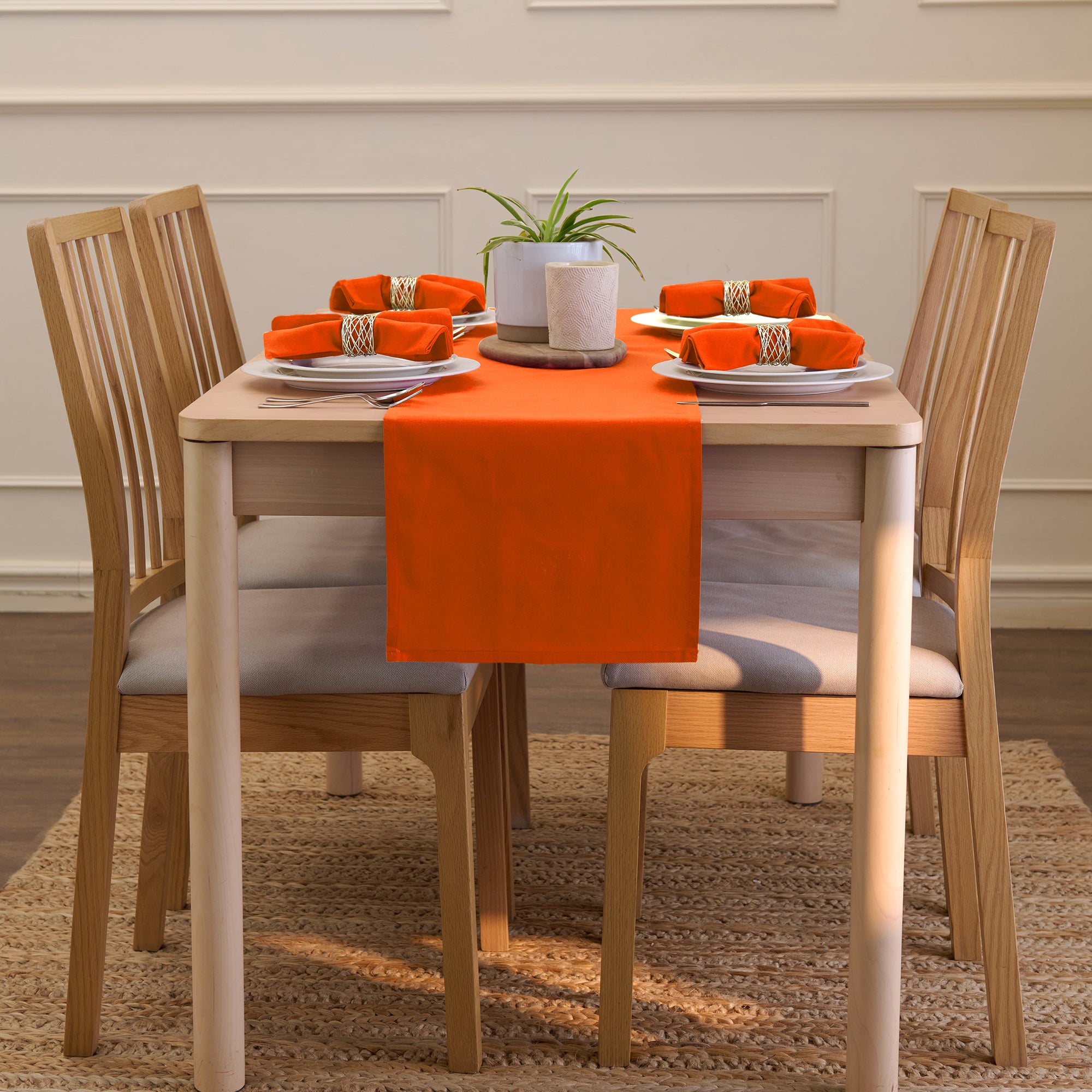 Cotton Orange Table Runner (Pack of 1)