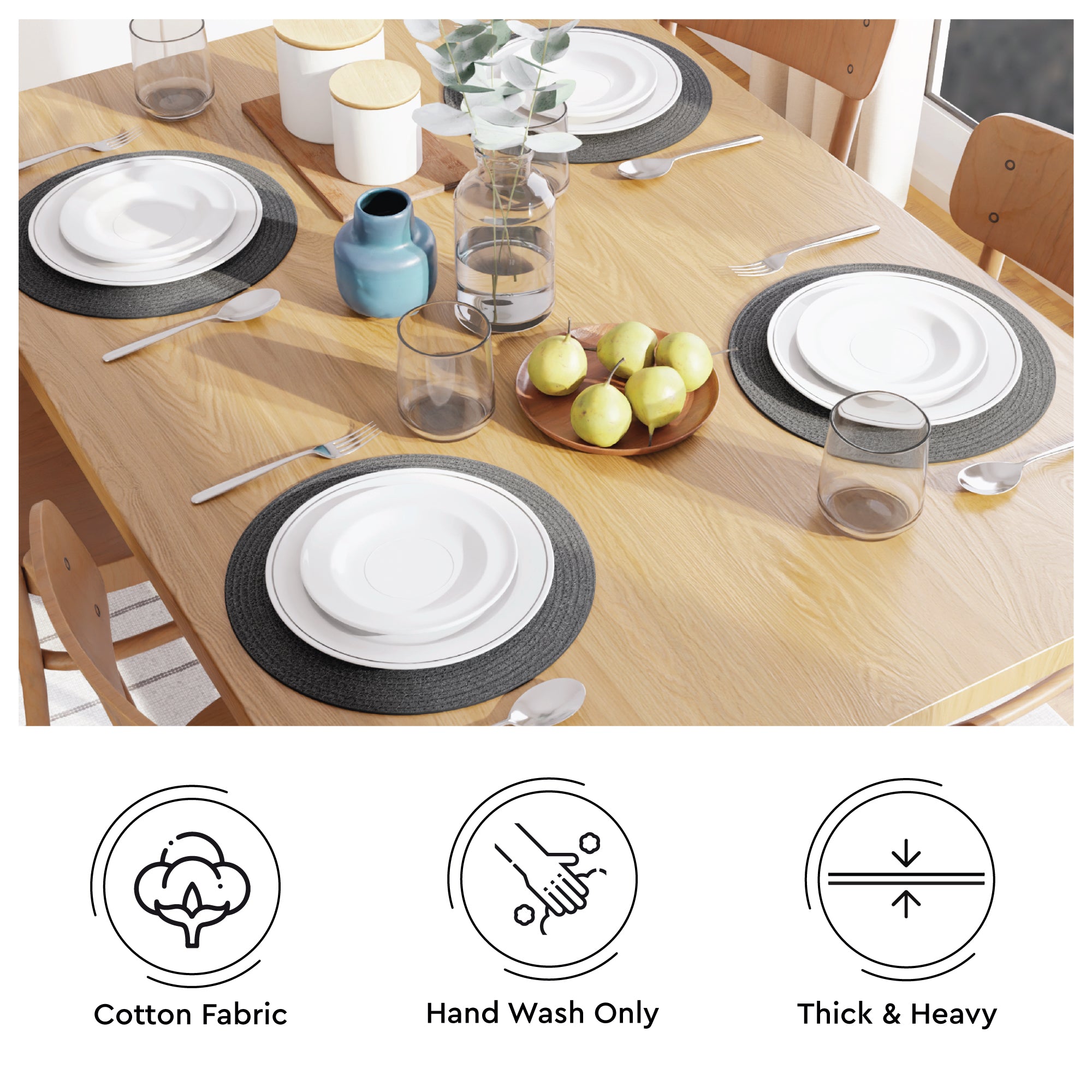 Cotton Dark Grey Placemat (Pack of 6)