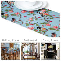 Blackout Polyester Sky Blue Birds Table Runner (Pack of 1)