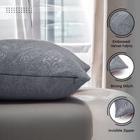Embossed Velvet Grey Cushion Cover (Pack of 2)