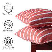 Cotton Roma Red Stripes Cushion Cover (Pack of 2)