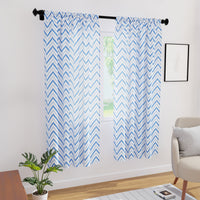 Polyester Chevron 1 Blue Curtain (Pack of 2)