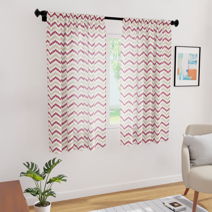 Polyester Chevron Brown Curtain (Pack of 2)