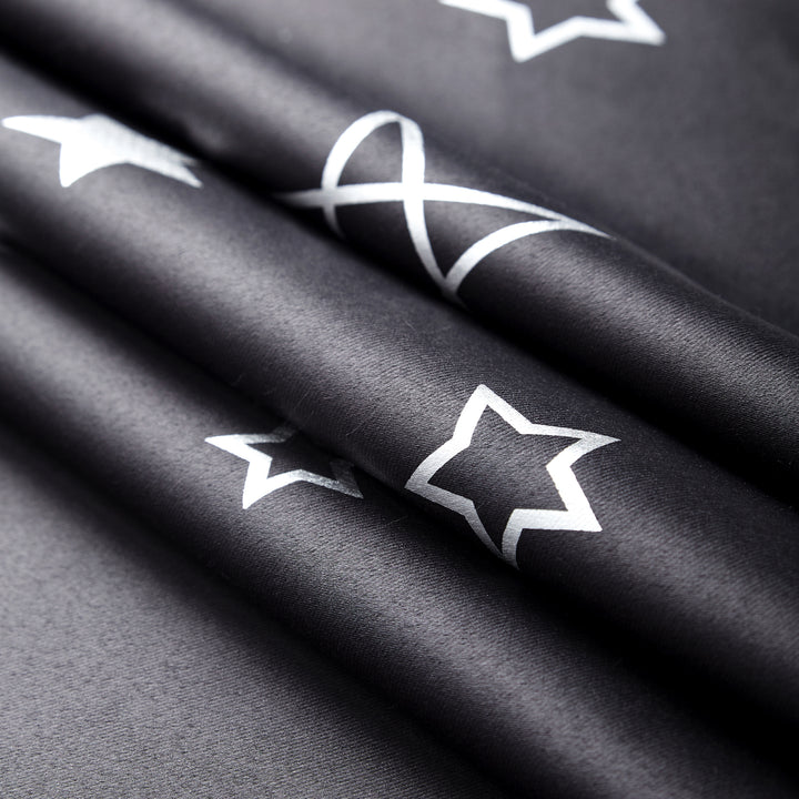 Blackout Polyester Fabric by Meter, 100x122 cm | Blocks Light, Heat & Noise, For Curtains, Cushion Covers, Door & Window Drapes - Foil Star Print