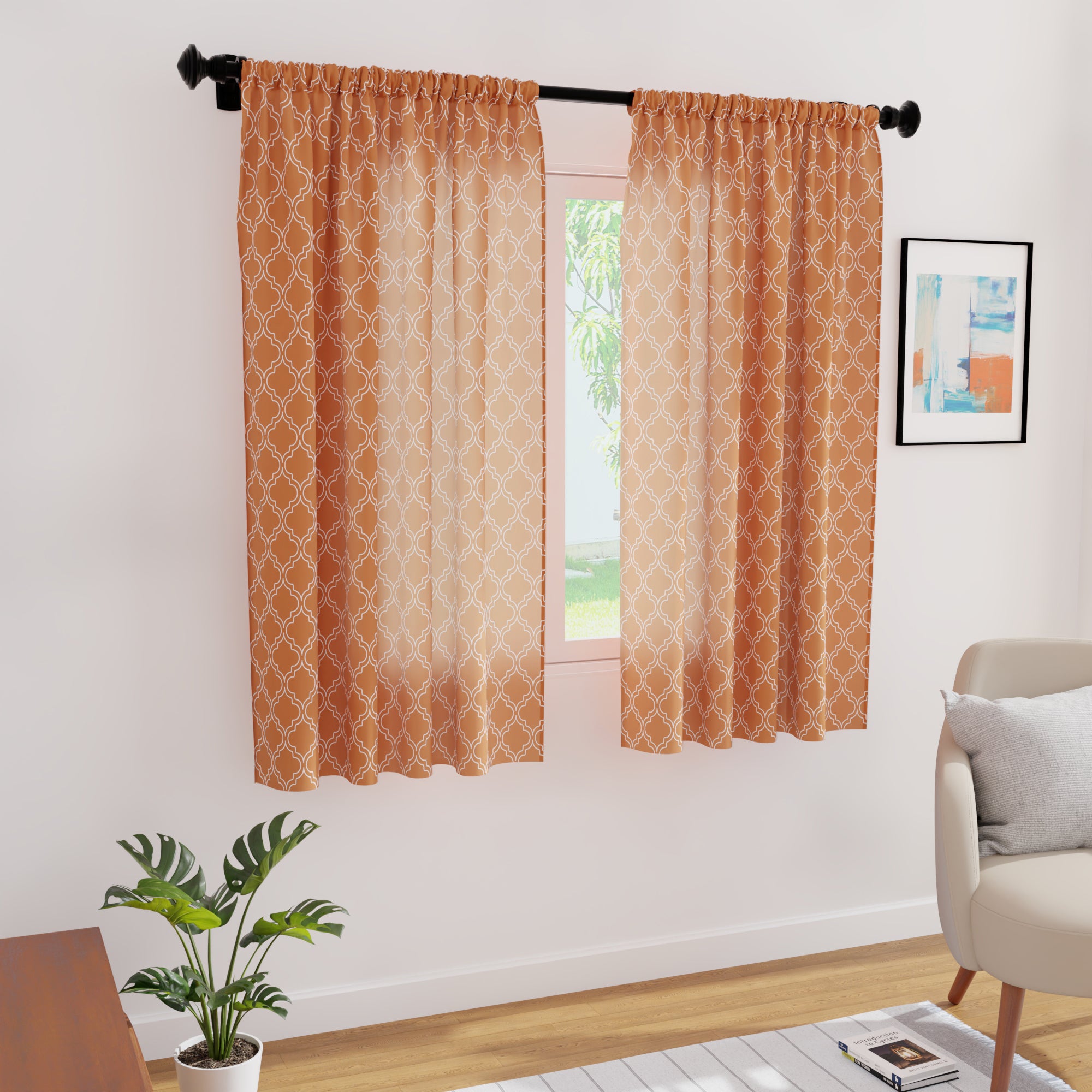 Polyester Trellis Copper Curtain (Pack of 2)